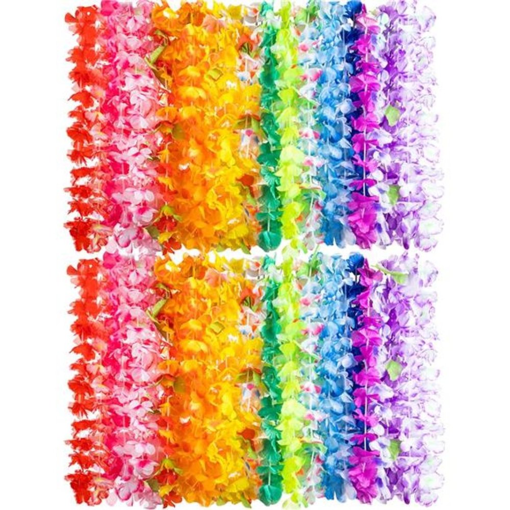 36 Counts Hawaiian Leis Bulk, Tropical Flower Lei Hawaiian Lei Beach Hawaii Luau